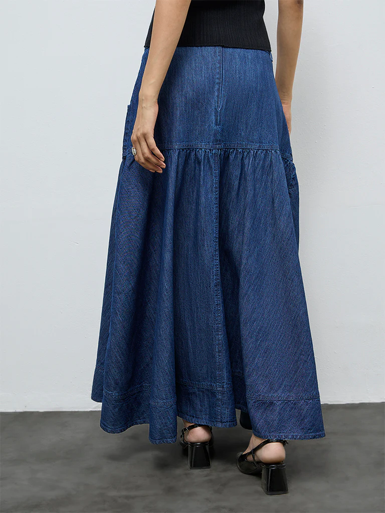 LOV Dark Blue High-Rise Denim Skirt - Image 4