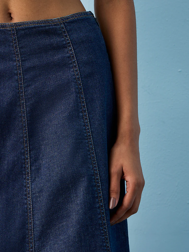 LOV Dark Blue High-Rise Denim Skirt - Image 3