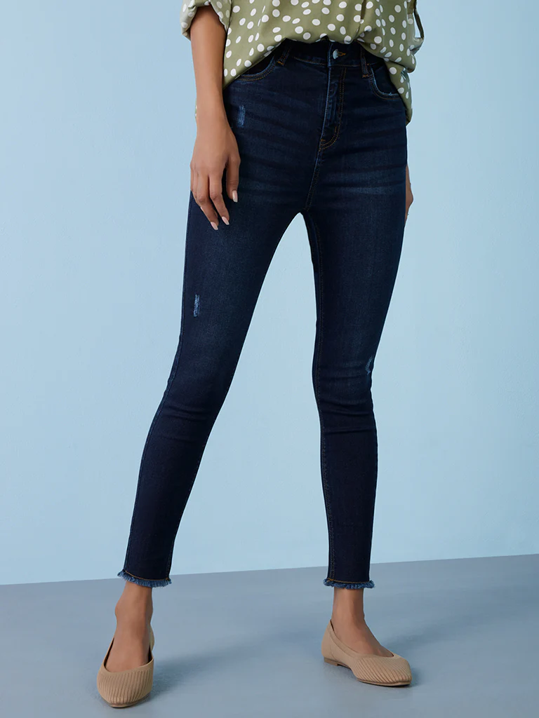 LOV Dark Blue Straight-Fit High-Rise Jeans - Image 3