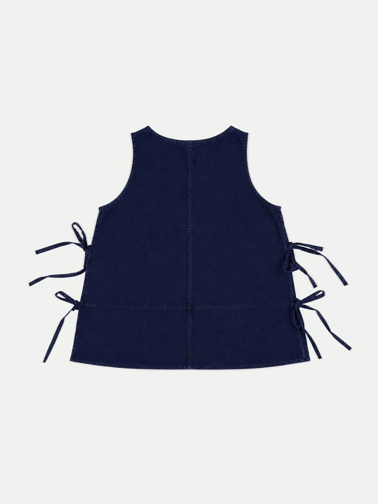 LOV Dark Blue Tie-Up Cotton-Blend Top - Image 7