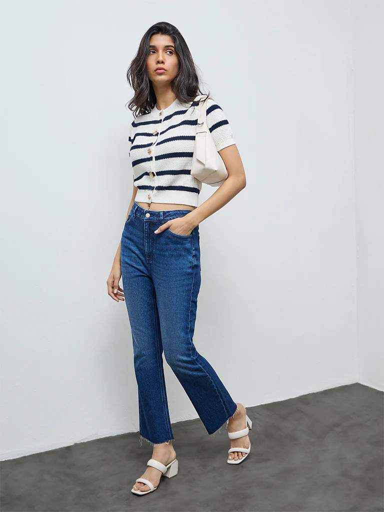 LOV Dark Blue Washed High-Rise Jeans