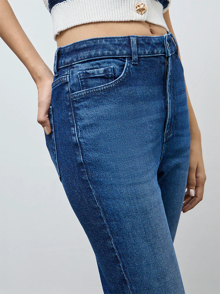 LOV Dark Blue Washed High-Rise Jeans - Image 3