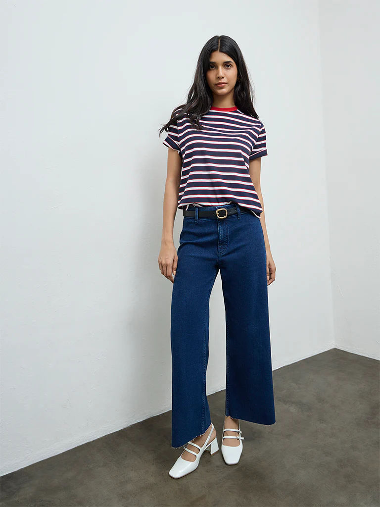 LOV Dark Blue Wide-Leg High-Rise Jeans