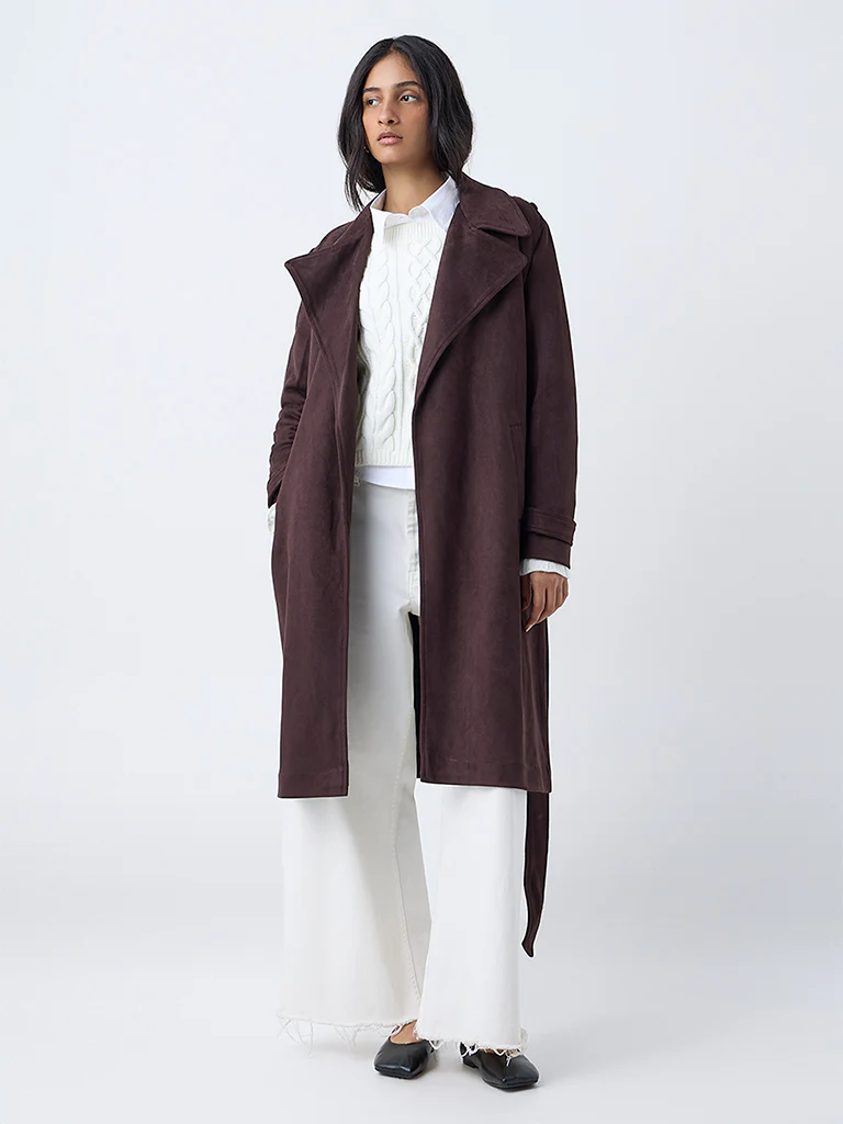 LOV Dark Brown Coat with Belt - Image 2