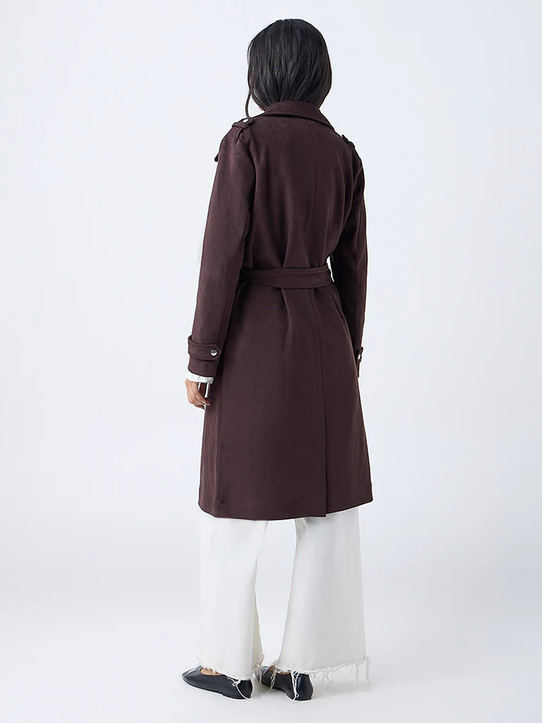 LOV Dark Brown Coat with Belt - Image 4
