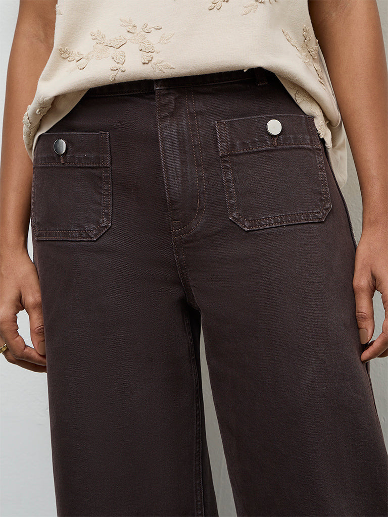 LOV Dark Brown Solid High-Rise Jeans - Image 4