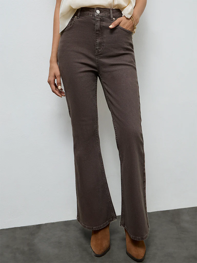 LOV Dark Brown Solid High-Rise Jeans - Image 2