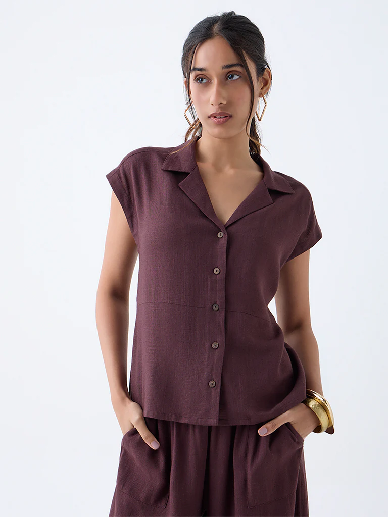 LOV Dark Brown Solid Shirt