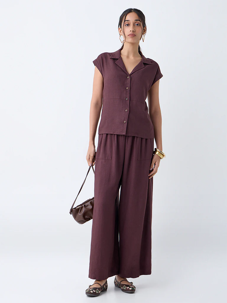 LOV Dark Brown Solid Shirt - Image 2