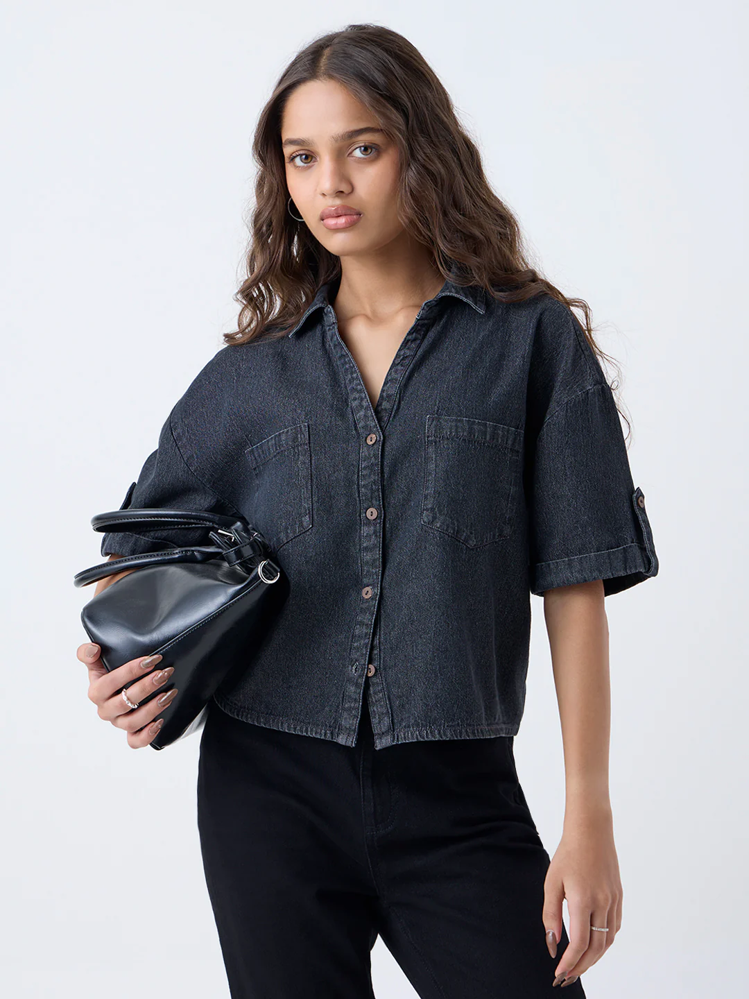LOV Dark Grey Denim Shirt - Image 2
