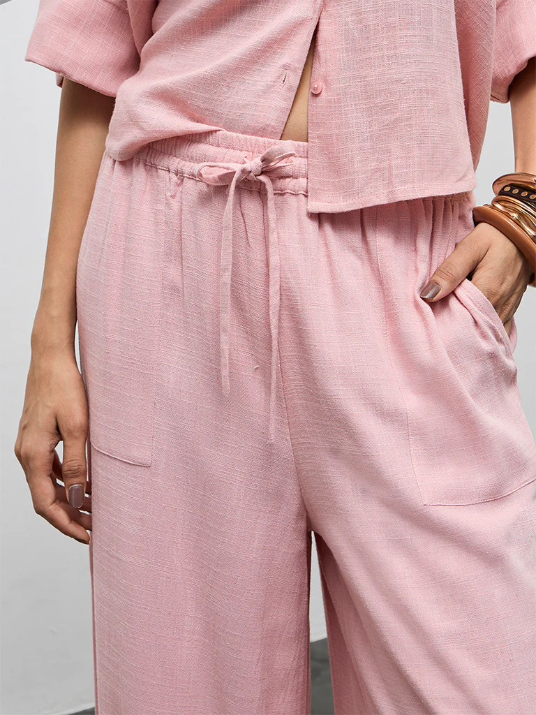 LOV Dusty Pink Solid High-Rise Pants - Image 3