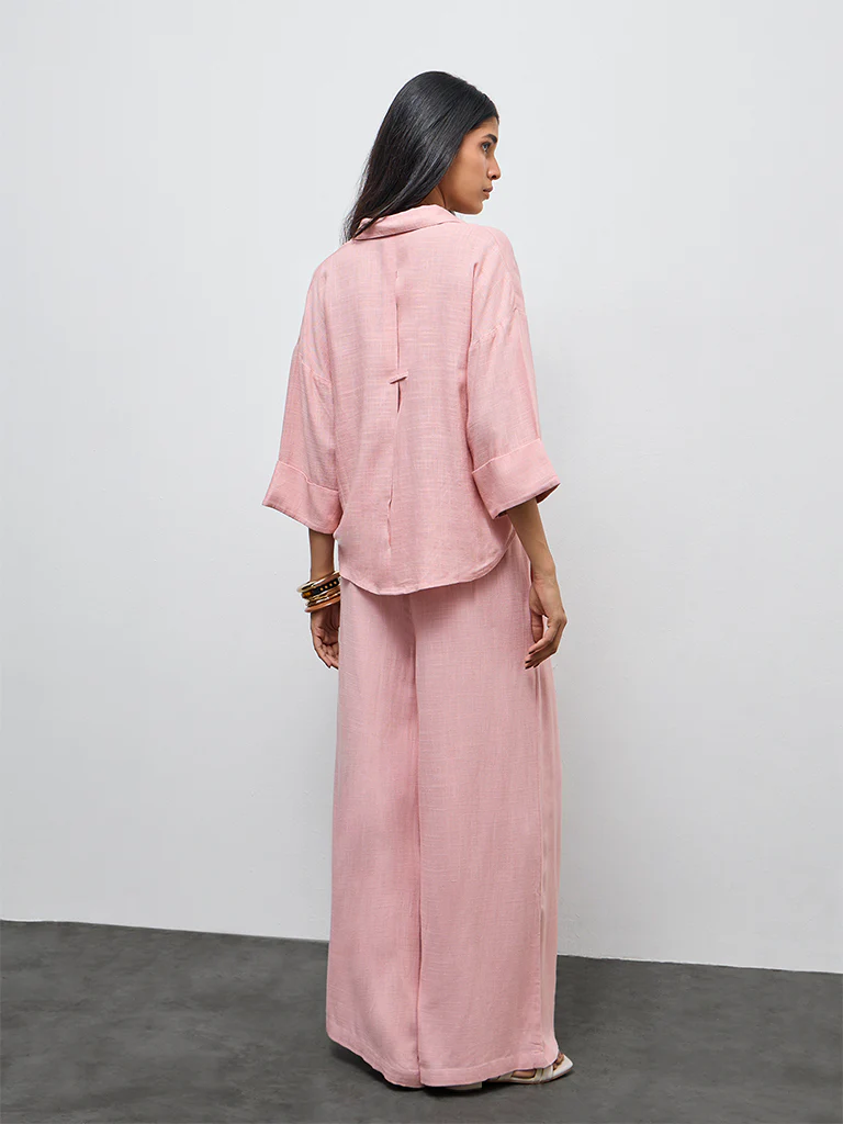 LOV Dusty Pink Solid High-Rise Pants - Image 4