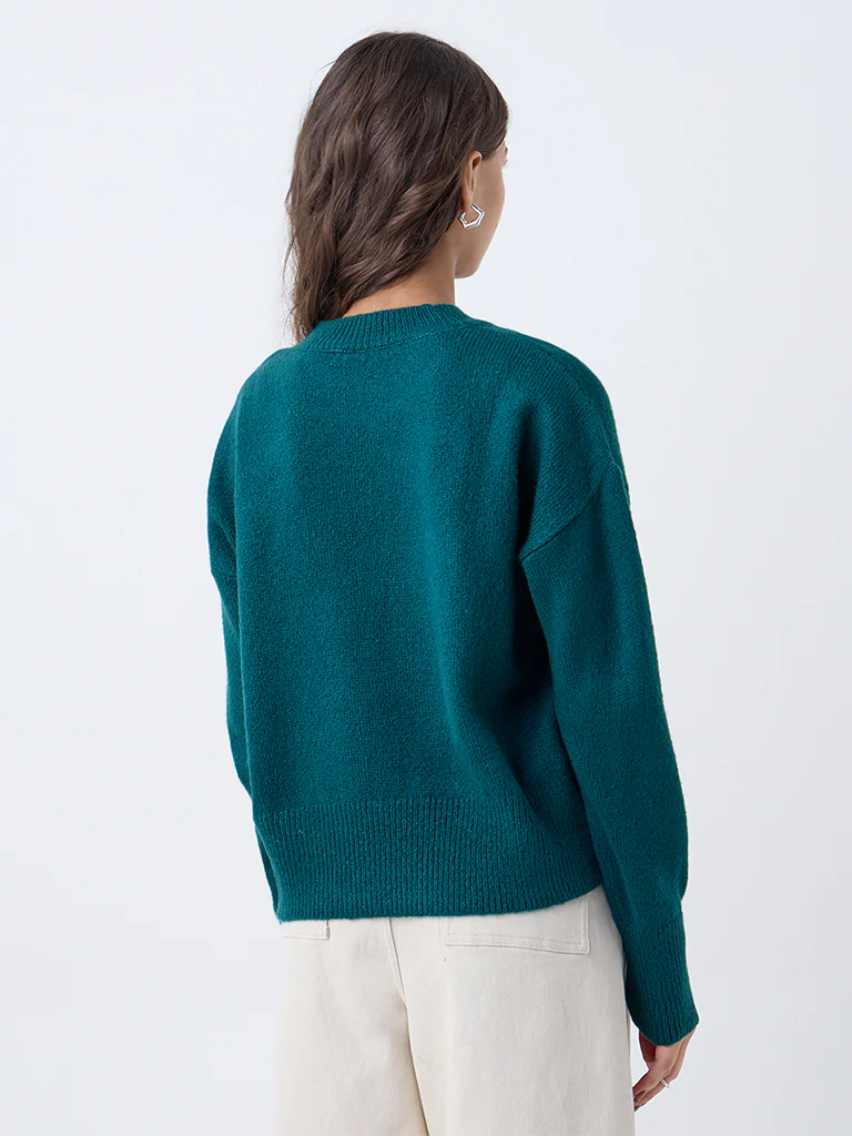 LOV Green Stud-Detailed Sweater - Image 4