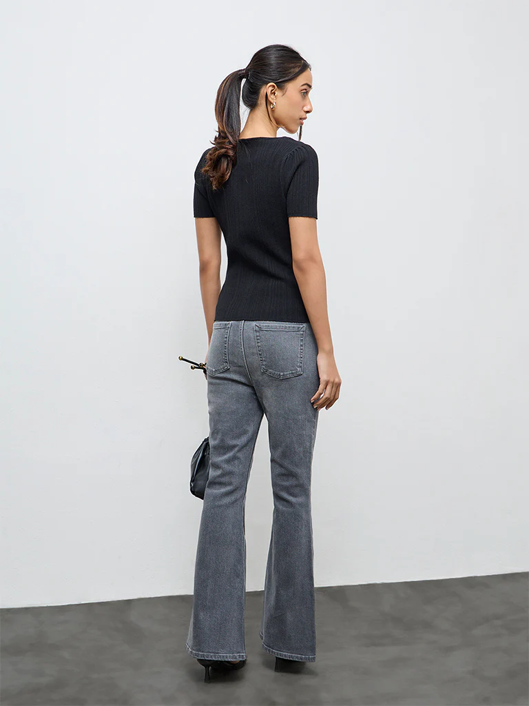 LOV Grey High-Rise Bootcut Jeans - Image 4