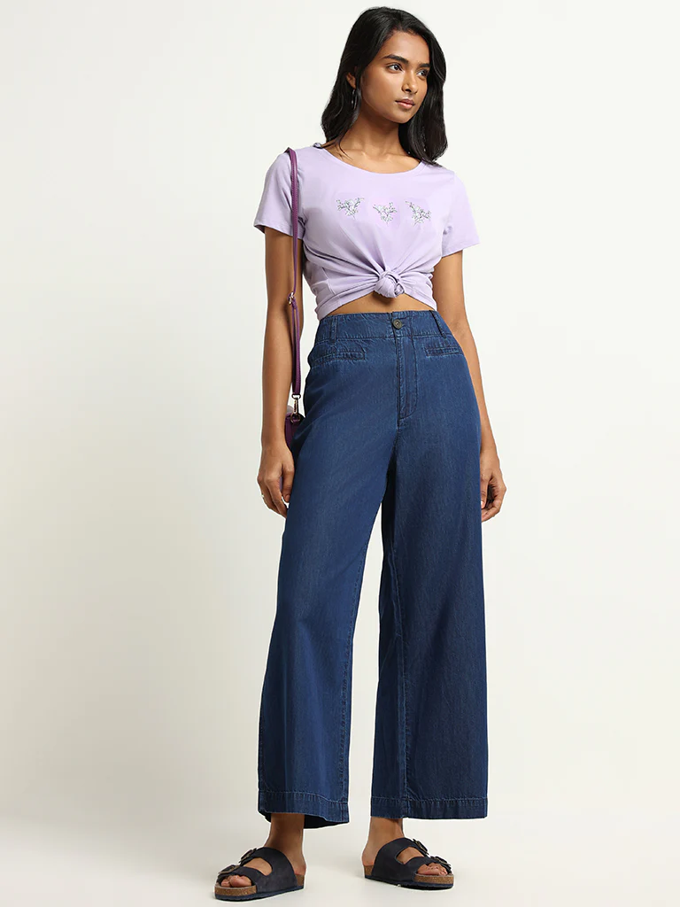 LOV Lavender Graphic Print Cotton T-Shirt - Image 3