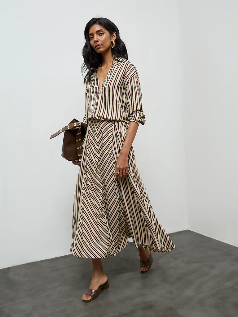 LOV Light Beige Striped Blouse - Image 2