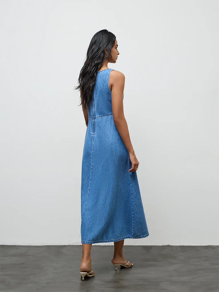 LOV Light Blue Denim A-Line Dress - Image 4