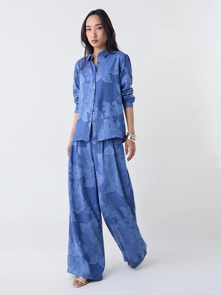 LOV Light Blue Floral Detailed Shirt - Image 2