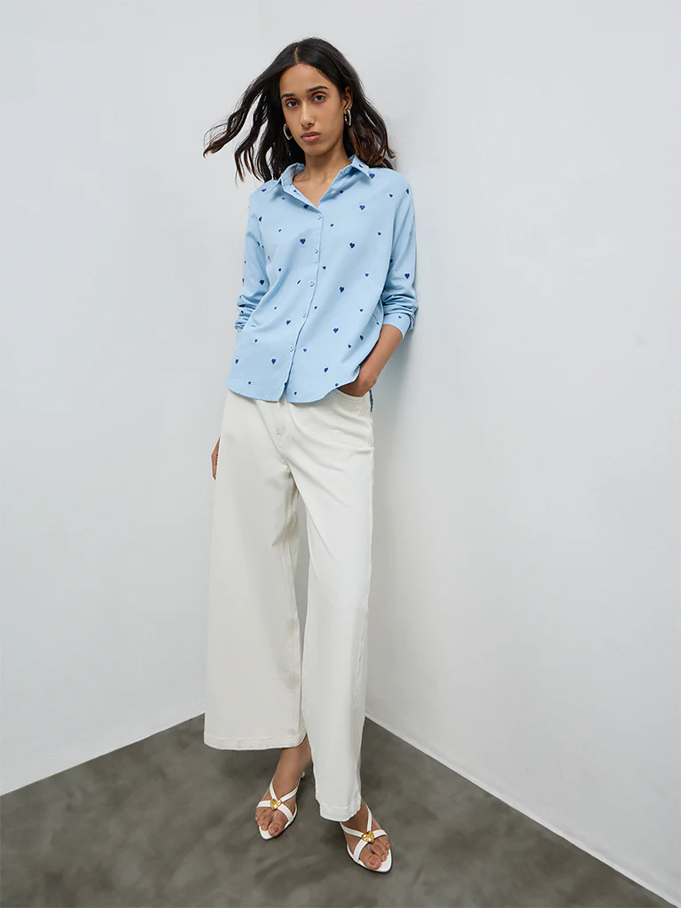 LOV Light Blue Heart Design Shirt - Image 2