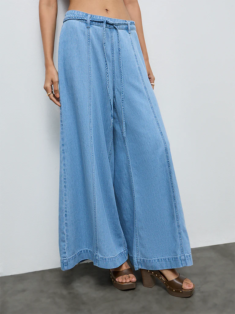 LOV Light Blue High-Rise Denim Pants with Belt - Image 2