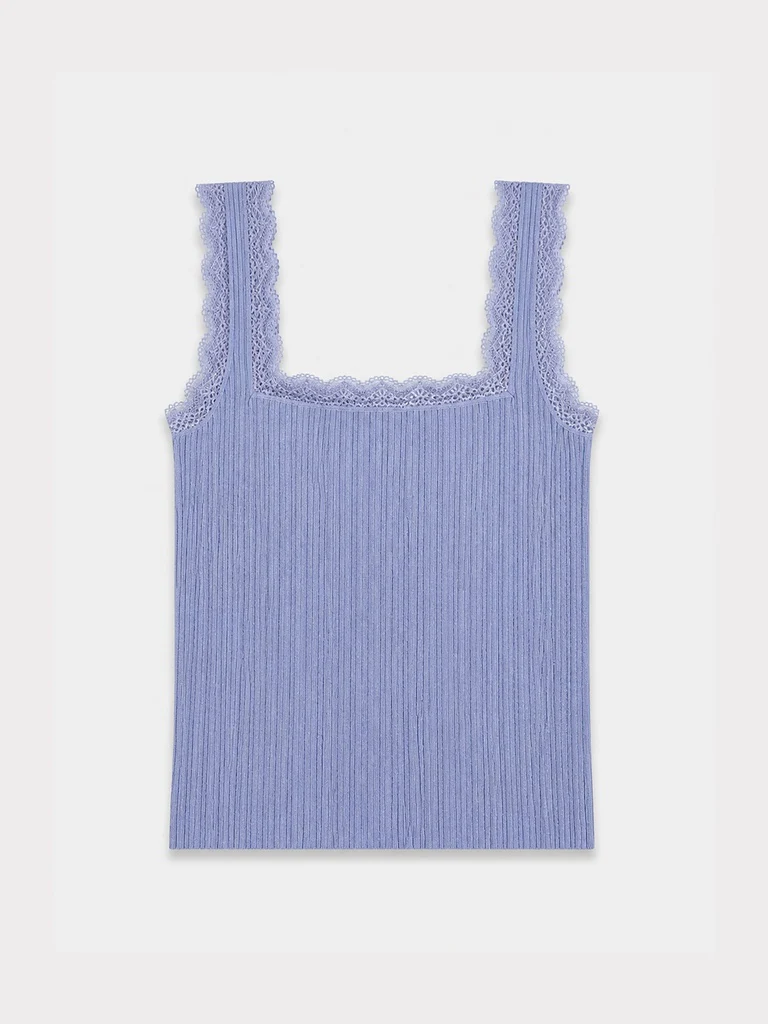 LOV Light Blue Lace-Detailed Top - Image 7