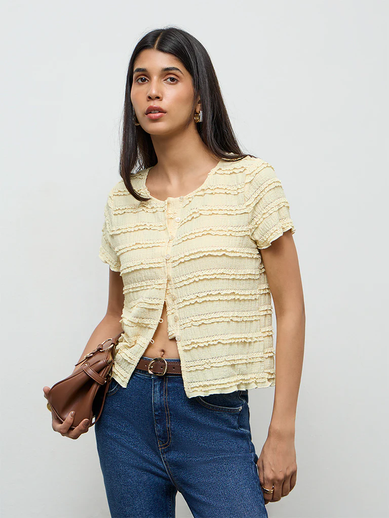 LOV Light Yellow Embroidered Top - Image 2