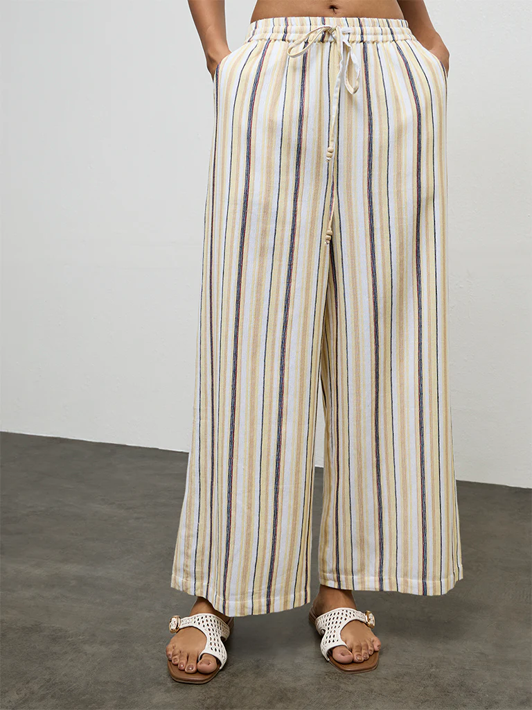 LOV Light Yellow Striped High-Rise Pants - Image 2