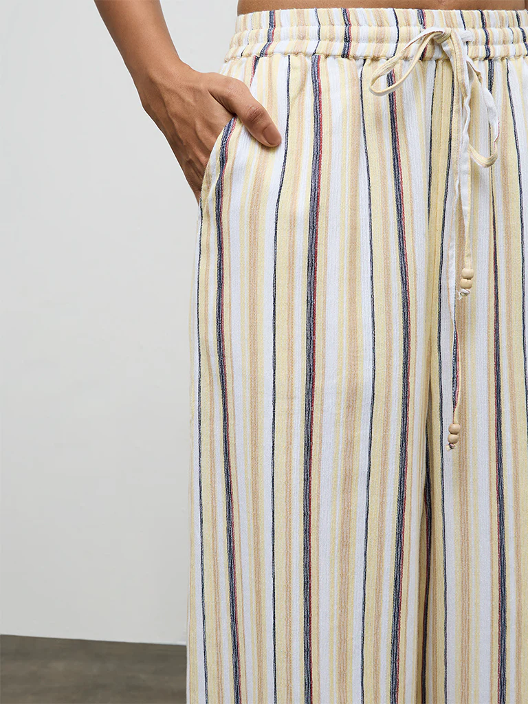 LOV Light Yellow Striped High-Rise Pants - Image 3
