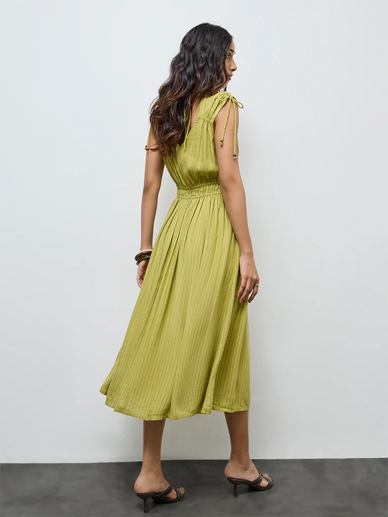 LOV Lime Striped A-Line Dress - Image 4
