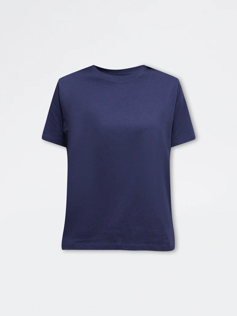 LOV Navy Solid Cotton T-Shirt - Image 5