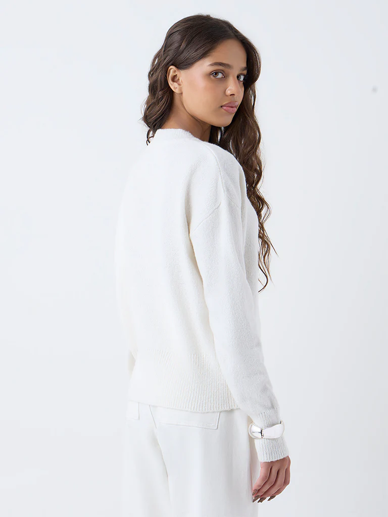 LOV Off-White Embellished Sweater - Image 4