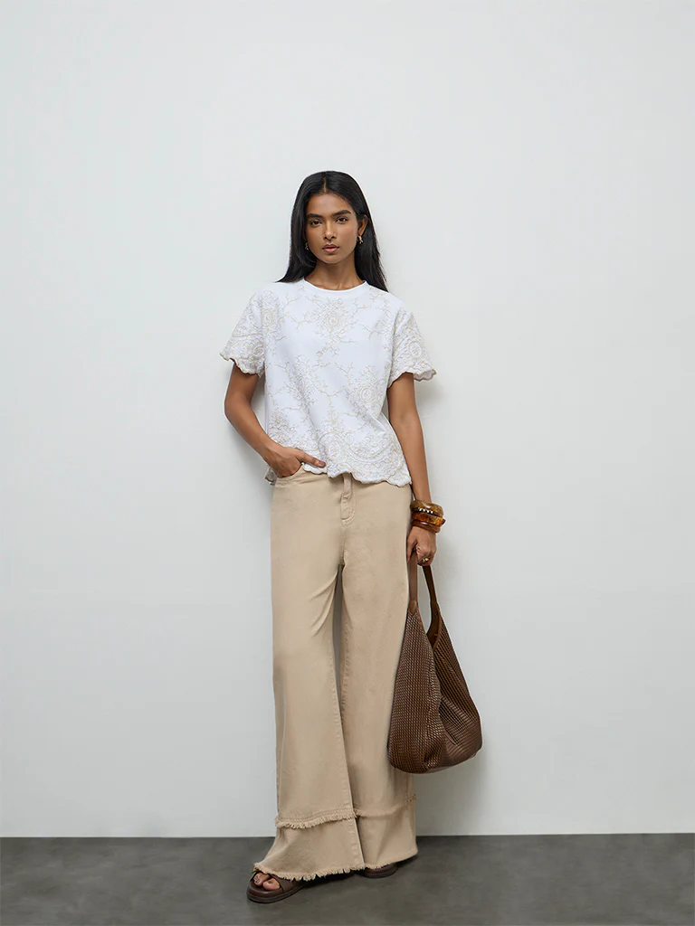 LOV Off-White Embroidered Cotton Top - Image 2