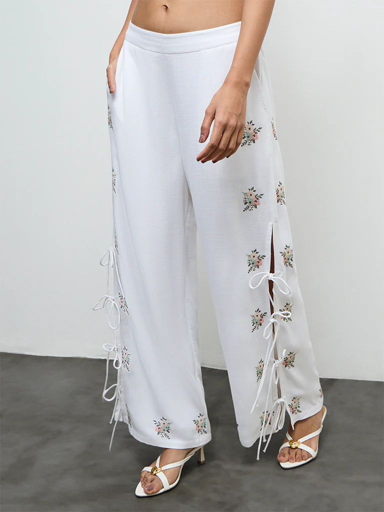 LOV Off-White Embroidered High-Rise Pants - Image 2