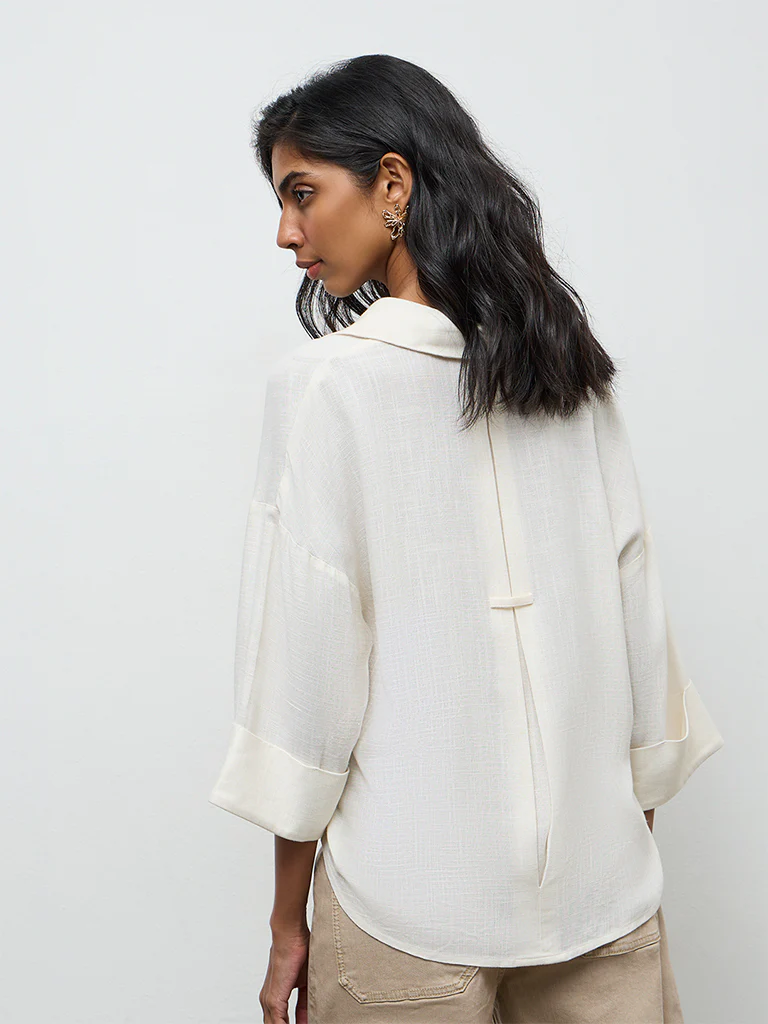 LOV Off-White Floral Embroidered Blouse - Image 4