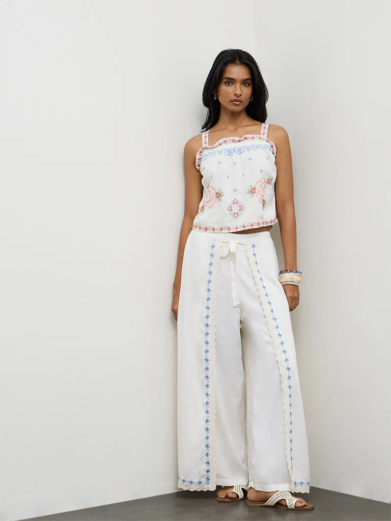 LOV Off-White Floral Embroidered Top - Image 2