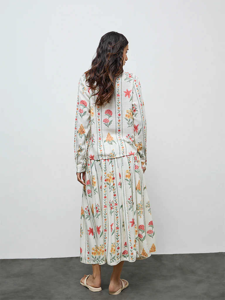 LOV Off-White Floral High-Rise Skirt - Image 4