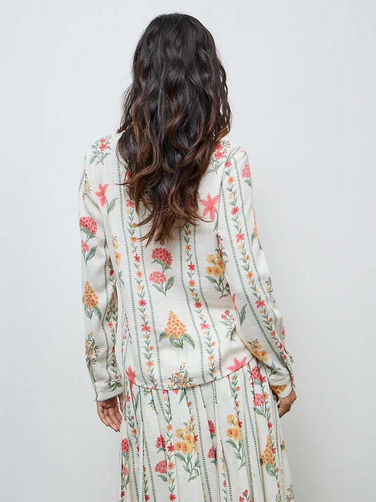 LOV Off-White Floral Pattern Blouse - Image 4