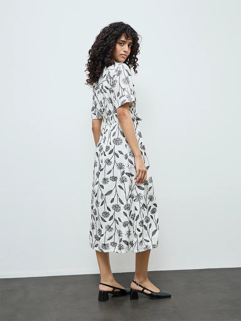 LOV Off-White Floral Printed Shirt Dress - Image 4