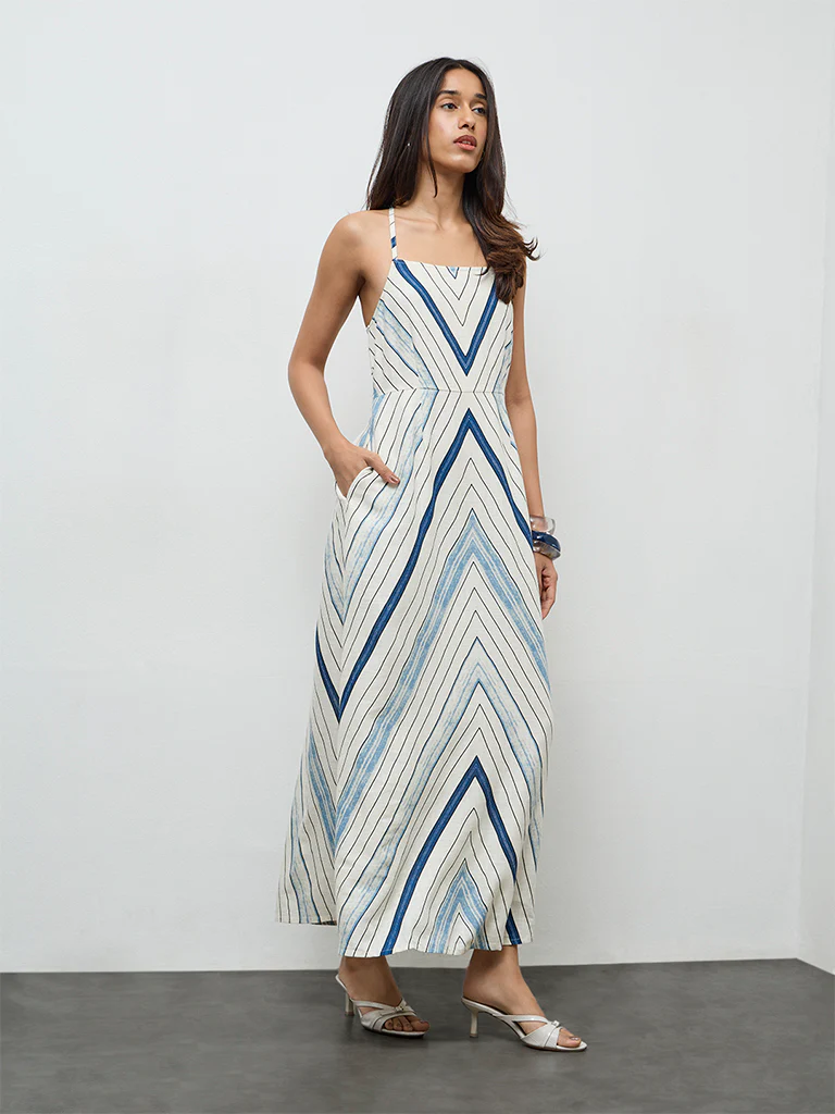 LOV Off-White Geometric Pattern A-Line Dress - Image 2