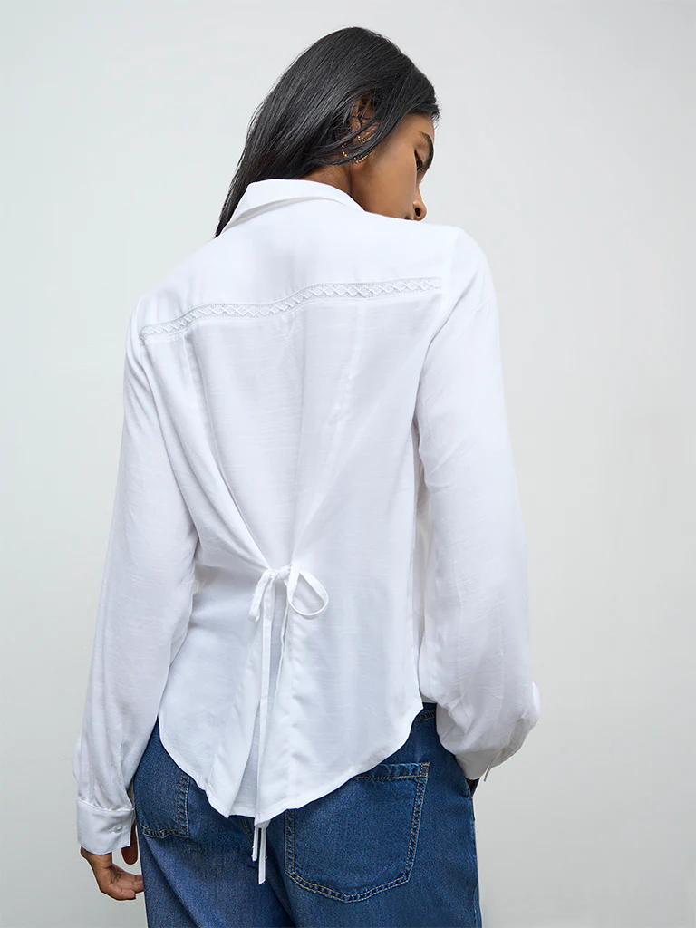 LOV Off-White Lace Embroidered Shirt - Image 4