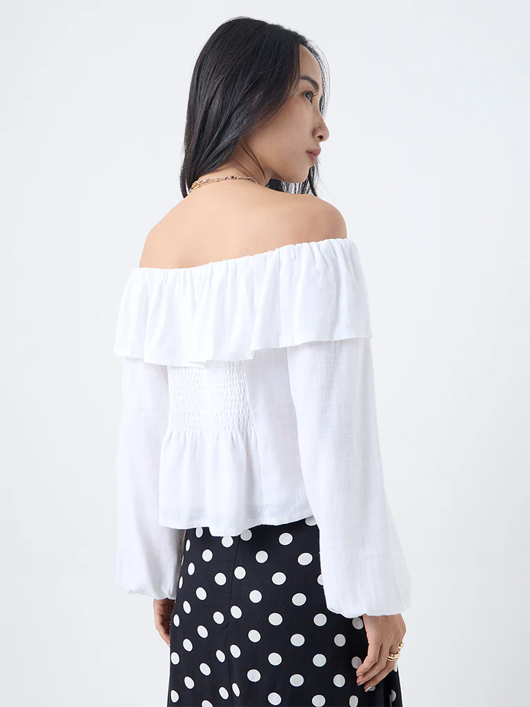 LOV Off-White Off-Shoulder Top - Image 4