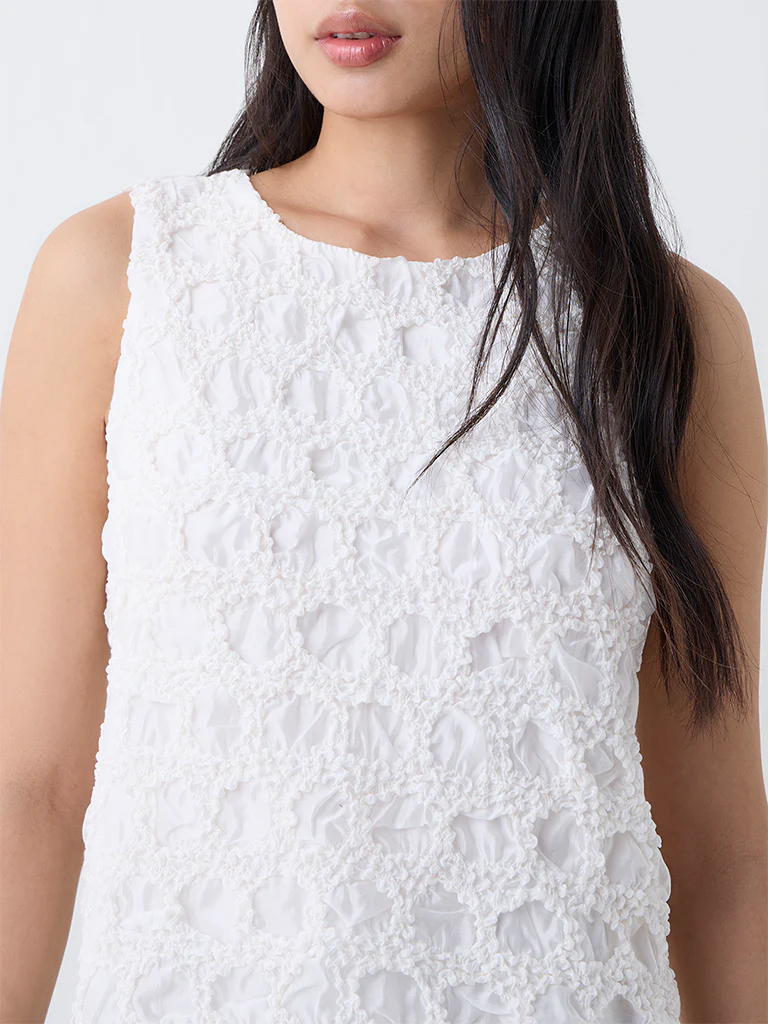 LOV Off-White Self-Textured Top - Image 3