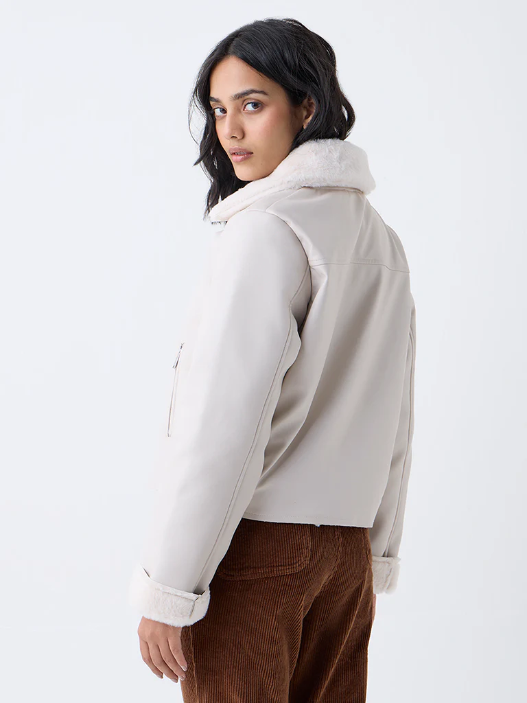 LOV Off-White Solid Jacket - Image 4