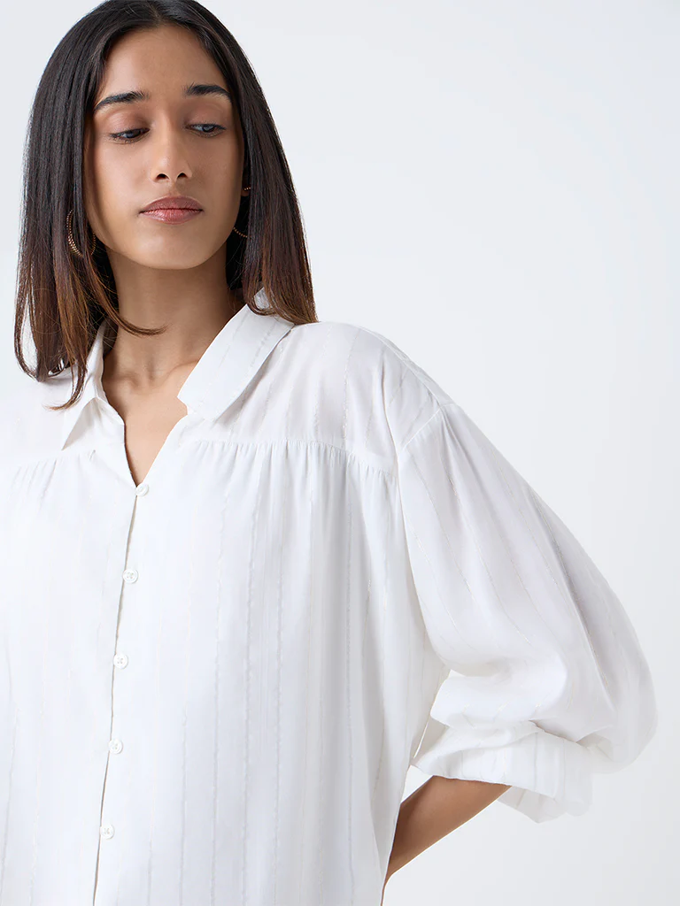 LOV Off-White Striped Blouse - Image 3