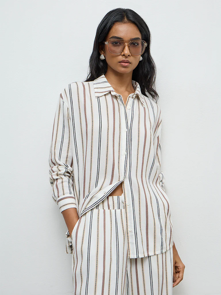 LOV Off-White Striped Shirt