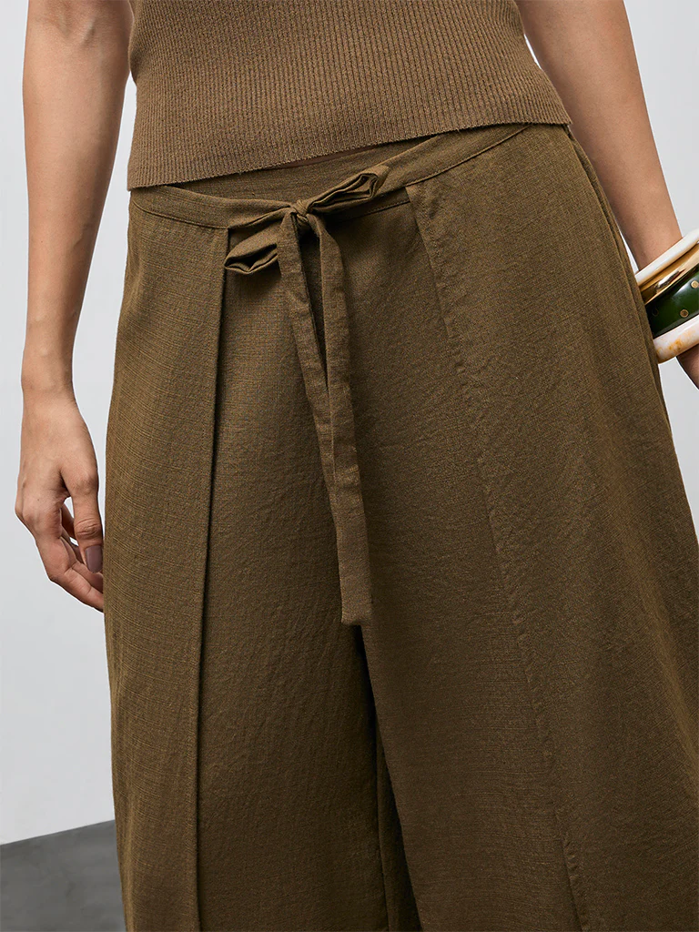 LOV Olive High-Rise Wide-Leg Trousers - Image 3