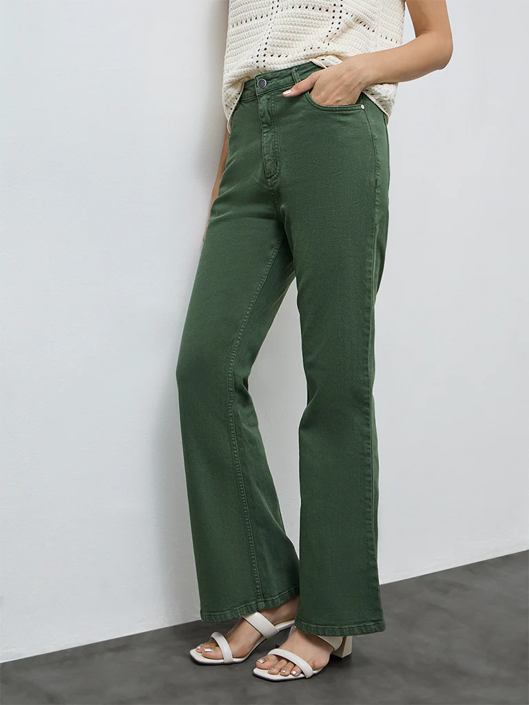 LOV Olive Solid High-Rise Jeans - Image 2