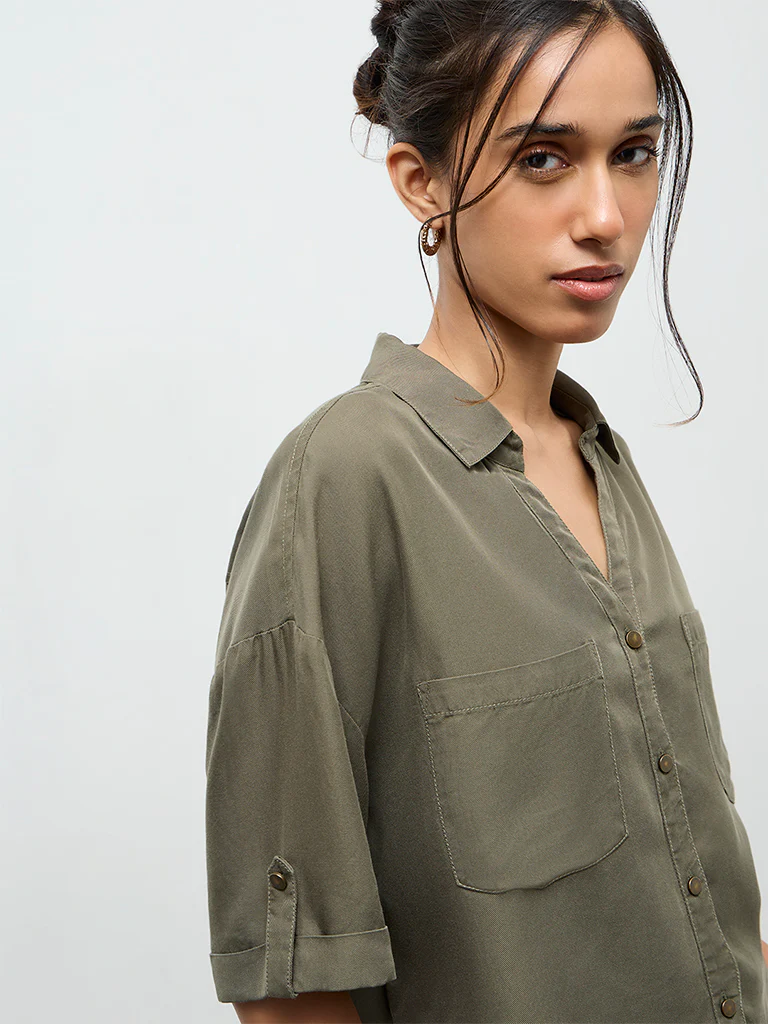 LOV Olive Solid Shirt - Image 3