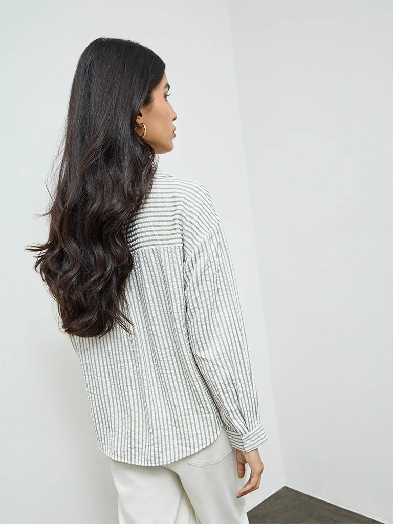LOV Olive Striped Shirt - Image 4