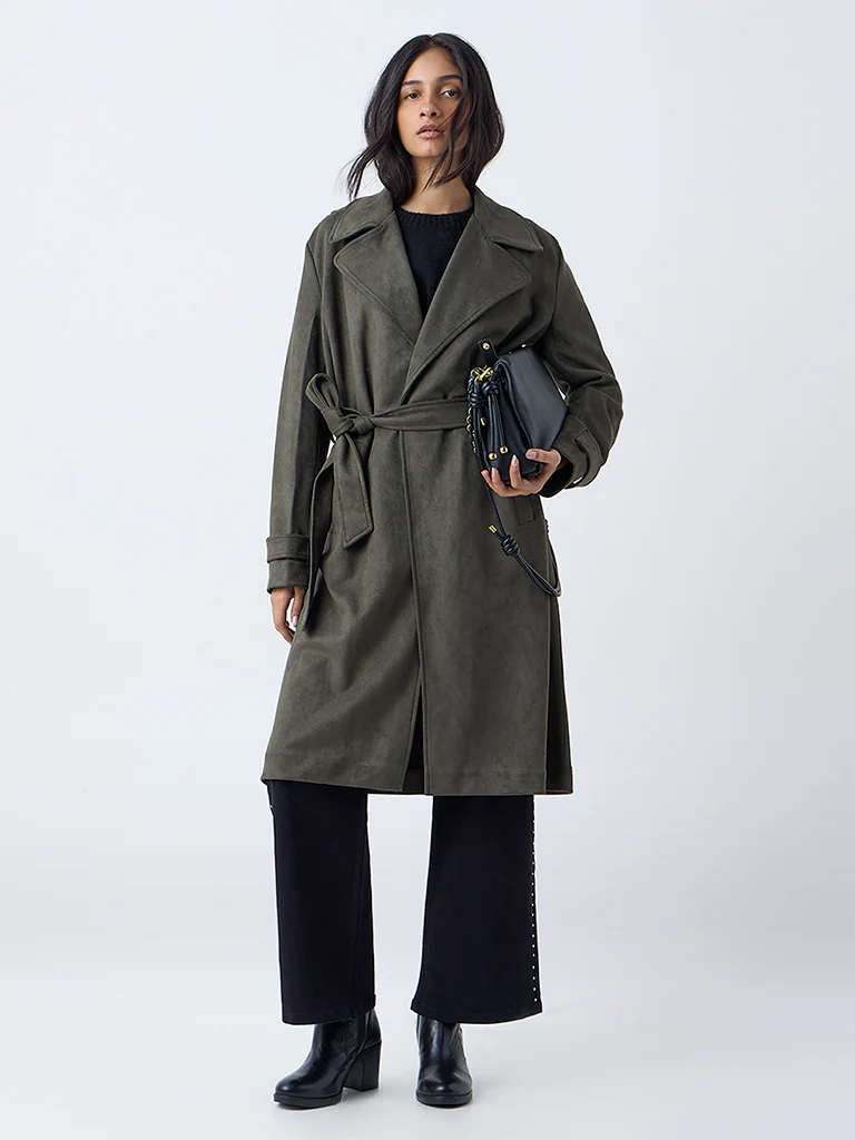 LOV Olive Suede Jacket with Belt - Image 2